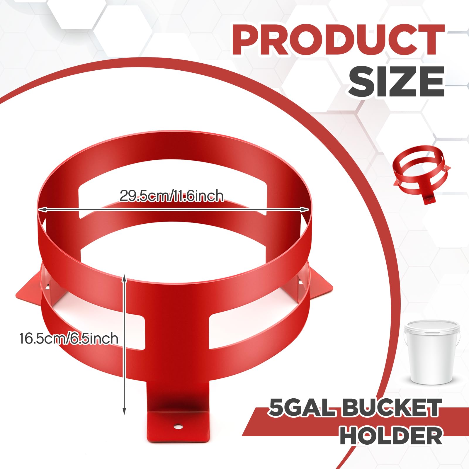 Kritkin 1 Pcs 5 Gallon Bucket Holder 11.6 x 6.5 Inch Red Bucket Holder Mount for RV, Truck, Cart